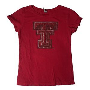 Next Level Apparel Red Texas Tech Bling Rhinestone Baby Tee  Size 7/8 Kids